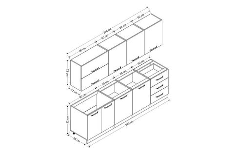 MİNAR EGE 270 CM MUTFAK DOLABI BEYAZ DORE 270-D1