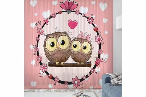 ELSE PEMBE GRİ YILDIZLI İSKANDİNAV DESENLİ DEKORATİF ÇOCUK BEBEK TÜL FON PERDE 140X270