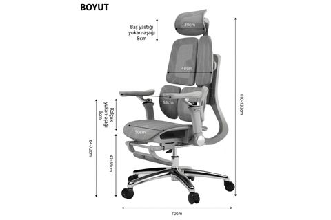 GUSTO 6D OYUNCU, YÖNETİCİ, ÇALIŞMA KOLTUĞU, GRİ