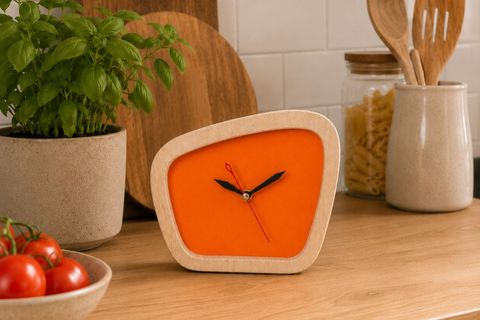 WOODESK TEMPUS AHŞAP ÖZEL TASARIM MASA SAATİ, TURUNCU