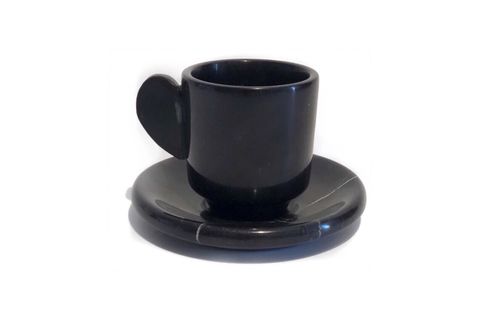 LUX&MARBLE BLACK IVY SİYAH MERMER KAHVE FİNCANI