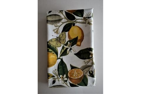 KETEN GÖRÜNÜMLÜ LİMON DESENLİ MASA ÖRTÜSÜ, 170X240