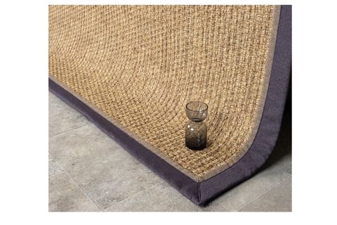 ÇİFT BORDÜRLÜ HASIR DOKULU SİSAL MAKİNE HALISI, KAHVERENGİ, 120X300