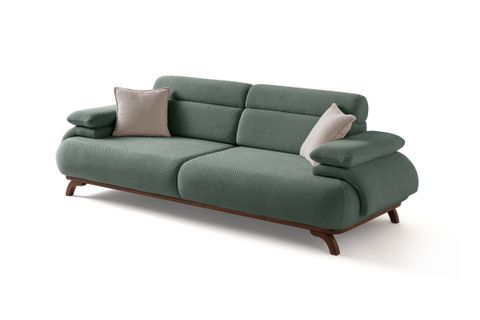 ALASKA SIRT MEKANIZMALI CEVIZ KASALI ÜÇLÜ KOLTUK, YEŞİL