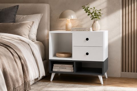 LUNA KOMODİN, BEYAZ, 2 ÇEKMECELİ KAPAKSIZ