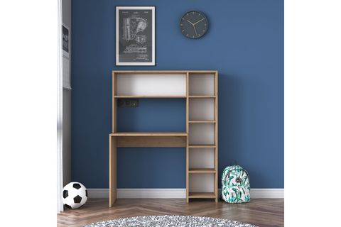 RANİ KİTAPLIKLI RAFLI BİLGİSAYAR ÇALIŞMA MASASI, SEPET CEVİZ, HA104