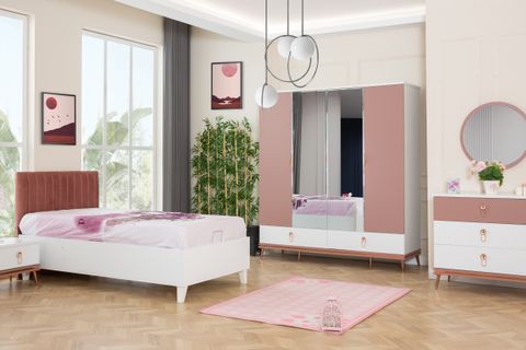 ROZETTA BAZA+BAŞLIK, STANDART AYAKLI, PEMBE BEYAZ, 100X200