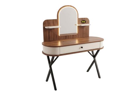 MİRA LED IŞIKLI MAKYAJ MASASI, CEVİZ SİYAH, 110 CM