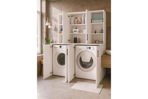 SANDA ÇAMAŞIR VE KURUTMA MAKİNESİ BANYO DOLABI, BEYAZ
