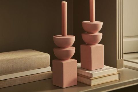 İSKANDİNAV ÜÇ KATLI MUMLUK SET, PEMBE