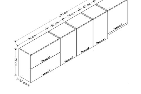 MİNAR 295 CM MUTFAK DOLABI BEYAZ 295-B7-ÜST MODÜL