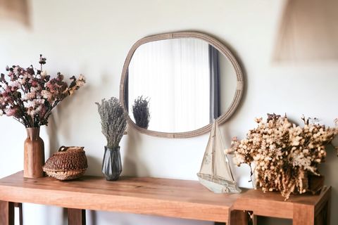 DFN WOOD JUT HALATLI ASİMETRİK DUVAR AYNASI, 61X81