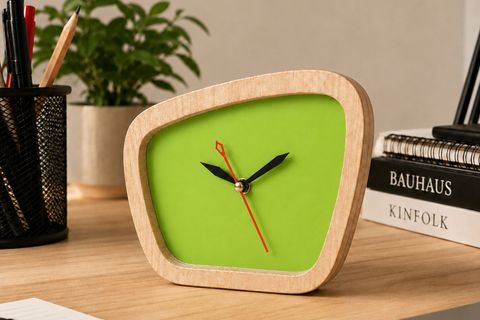 WOODESK TEMPUS AHŞAP ÖZEL TASARIM MASA SAATİ, YEŞİL