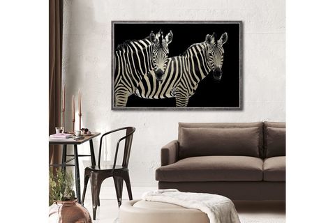 ÇERÇEVELİ SİLVER FRAMED TWO ZEBRAS PARILTILI TABLO