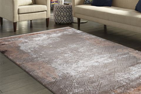 ATLAS HALI FRAPE FP07C KAHVE KREM TURUNCU MODERN SALON HALISI 120X180