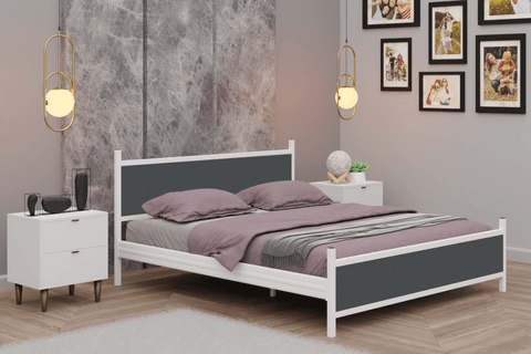 GM MODERN METAL ÇİFT KİŞİLİK KARYOLA, BEYAZ ANTRASİT GRİ, 160X200