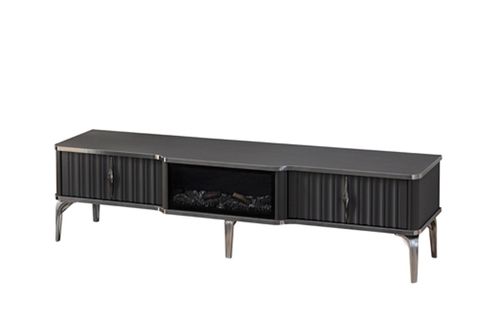 DELIGHT ŞÖMİNELİ TV ÜNİTESİ, ÇEKMECELİ, GRİ, 160 CM
