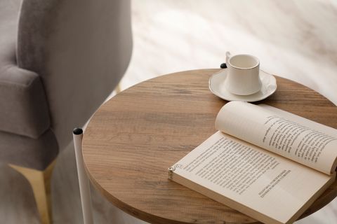 YUVARLAK TABLALI İKİ KATLI SEHPA, BEYAZ, 42X60