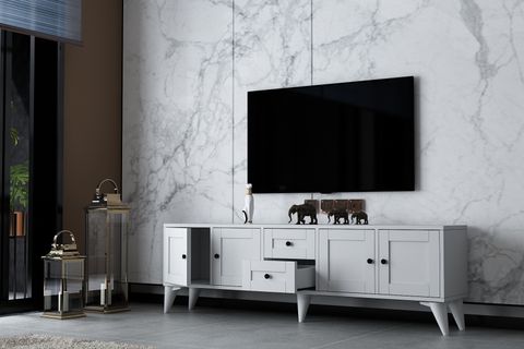 NORTH TV ÜNİTESİ, 4 KAPAKLI 2 ÇEKMECELİ, BEYAZ, 160 CM, TV-1323