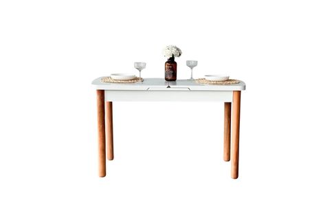 CAMELA NATURAL BEYAZ AÇILIR BENCHLİ MASA SANDALYE TAKIMI, 70X127