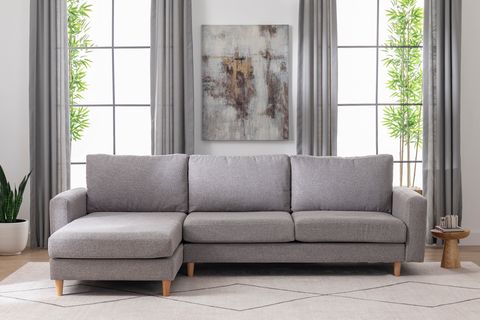 MERLİN MİNİ KÖŞE KOLTUK, NATUREL AYAK, İNCE KOL, ŞÖNİL KUMAŞ, MAVİ GRİ