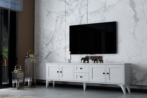 NORTH TV ÜNİTESİ, 4 KAPAKLI 2 ÇEKMECELİ, BEYAZ, 160 CM, TV-1323