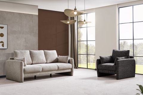 WİLLOW KOLTUK TAKIMI, ÜÇ MİNDERLİ, KIRIK BEYAZ