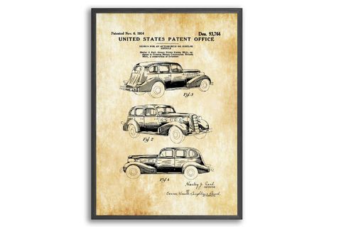VİNTAGE CARS PATTENT ÇERÇEVELİ PANO SET, 50X70