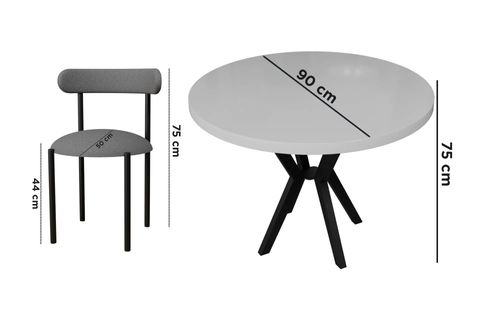 DİCLE YUVARLAK MDF MUTFAK MASA TAKIMI, ANTRASİT