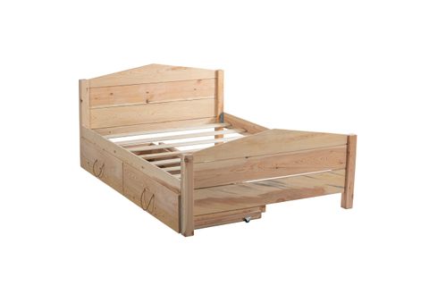 ALP MİLANO İKİ ÇEKMECELİ MASİF ÇAM AHŞAP KARYOLA, DOĞAL150X200