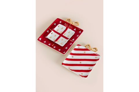THE MİA FİYONK FİGÜRLÜ SERVİS TABAĞI AĞAÇ DEKORLU 22X17 CM
