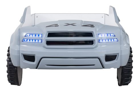 PİCKUP LEDLİ ARABALI YATAK, GRİ, 100X190