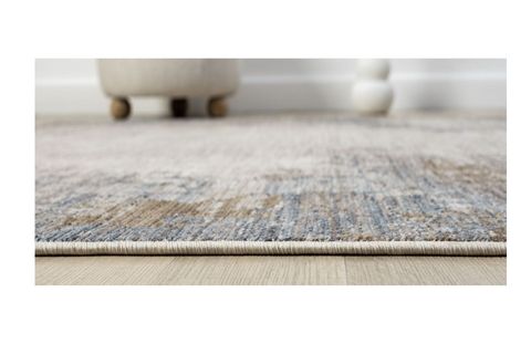 VİNTAGE ESKİTME DESENLİ DOKUMA MAKİNE HALISI, MAVİ, 100X200, 10206