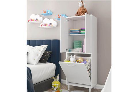 YAKUT KİRLİ SEPETLİ ÇOK AMAÇLI DOLAP, BEYAZ, 2 KAPAKLI