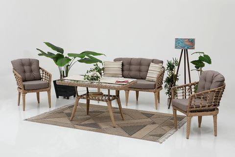 VARAGO RATTAN BAHÇE BALKON SETİ, KREM