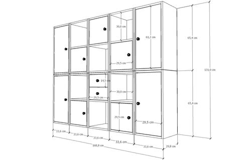 LEKSA MODÜLER KAPAKLI ÇEKMECELİ RAFLI KİTAPLIK 160 CM BEYAZ KTP-1146-Ç