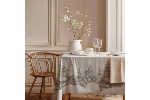 KIŞ MASALI PAMUK MASA ÖRTÜSÜ, 100X100 CM