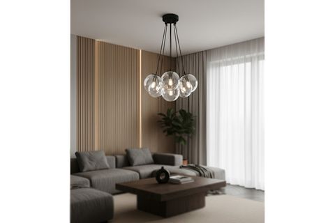 GLASS WORLD AVİZE, SİYAH ŞEFFAF CAMLI