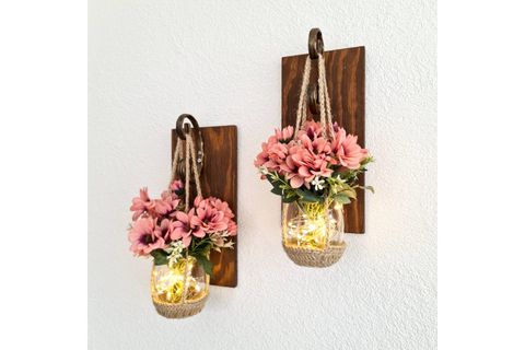 PEMBE BİÇME ÇİÇEKLİ İKİLİ DUVAR DEKORU