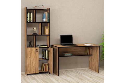 KALENDER DEKOR ELLEN MAYRA BİLGİSAYAR VE ÇALIŞMA MASASI TAKIMI, CEVİZ, 120 CM, ELM04