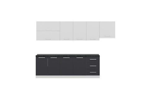 MİNAR  ELA 300 CM MUTFAK DOLABI BEYAZ ANTRASİT 300-A8