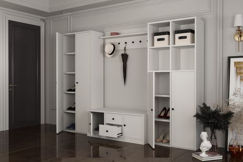 LEONARDO PORTMANTO VESTİYER 273, DOLAPLI, BEYAZ, 230 CM VST1010