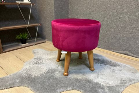 ASEDİA MİSKİN PUF, FUŞYA, AHŞAP, NATUREL AYAK