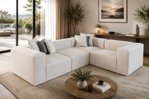 FRİD 4 MODÜL POFUDUK MODÜLER L KOLTUK, YÖNSÜZ KADİFE, 290X210 CM