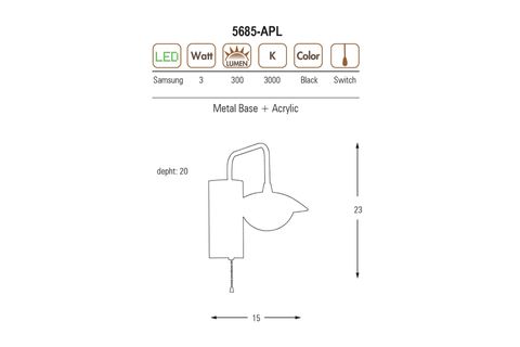 5685-APL APLİK, MAT SİYAH