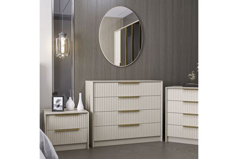 KALE LUXE AYNALI ŞİFONYER, 4 ÇEKMECELİ, KUMTAŞI