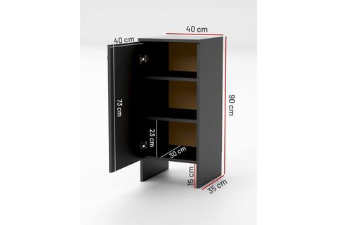 KABİ TEK KAPAKLI ÇOK AMAÇLI DOLAP, ANTRASİT