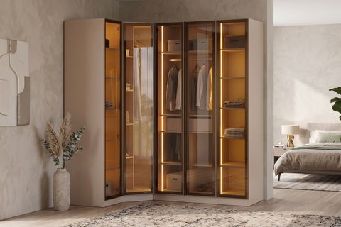 VİTA CAM KÖŞE MDF GARDIROP, 3 KAPAKLI