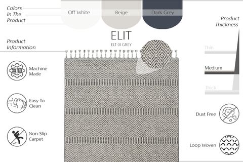 COOL HALI ELİT 01 GREY GRİ HAV VERMEZ ETNİK ÖRGÜ HASIR DOKUMA KESME YOLLUK BUKLELİ HALI 120X450