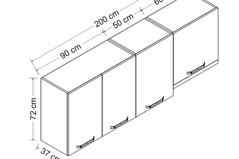 MİNAR 200 CM MUTFAK DOLABI BEYAZ 200-B4-ÜST MODÜL